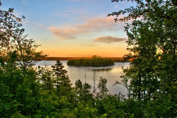 Obraz na płótnie Canvas The view over the lake Rymmen at the Högakull natural reserve in Värnamo, Sweden