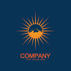 Sun Mountain Logo Icon Design – stock illustration