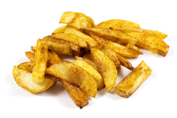 tas de frites françaises sur un fond blanc