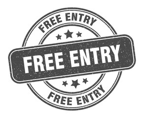 free entry stamp. free entry label. round grunge sign