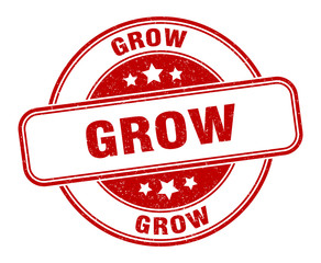 grow stamp. grow round grunge sign. label