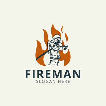 Fireman logo template Premium Vector
