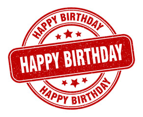 happy birthday stamp. happy birthday label. round grunge sign