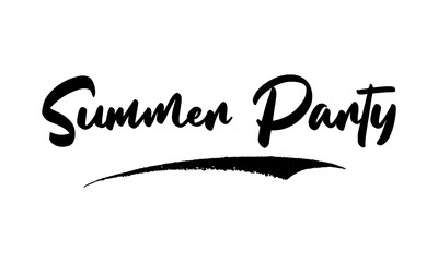 Summer Party Calligraphy Black Color Text On White Background