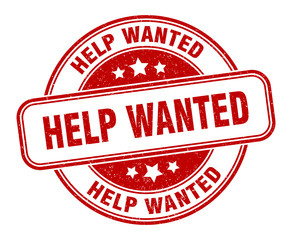 help wanted stamp. help wanted round grunge sign. label