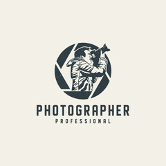 Photographer professional logo template Premium Vector