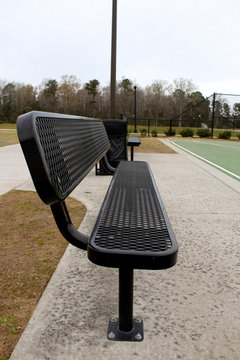 Black Woven Metal Park Bench