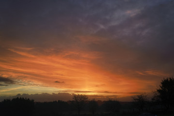 Solar Pillar under a Golden Cloudscape