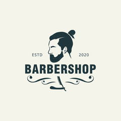 Barbershop logo template Pemium Vector