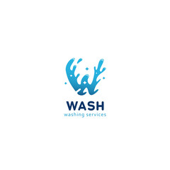 Letter W wash splash washing cleaning service logo icon symbol