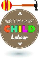 World day against child labour awareness card vector design illustration.