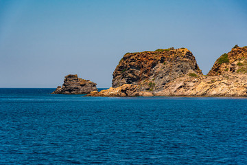 View of the rocky shore from the ship