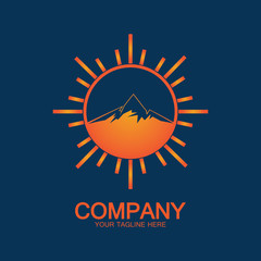 Sun Mountain Logo Icon Design – stock illustration