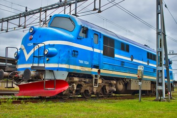 Old blue train in Värnamo (HDR)