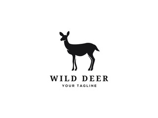 deer hunter emblem logo design vector