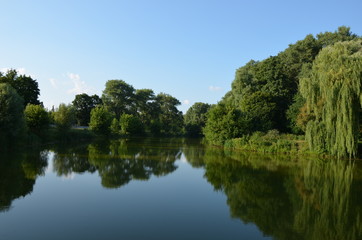 Fototapeta na wymiar lake in city park.