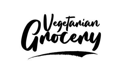 Vegetarian Grocery Calligraphy Black Color Text On White Background