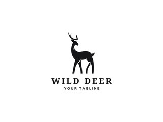 deer hunter emblem logo design vector