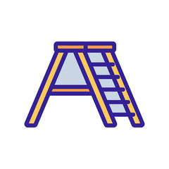 wide staircase with large platform upstairs icon vector. wide staircase with large platform upstairs sign. color symbol illustration