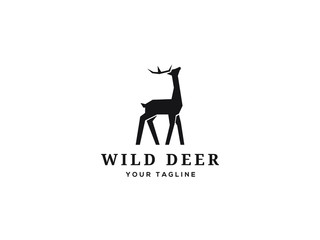 deer hunter emblem logo design vector