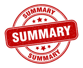 summary stamp. summary label. round grunge sign