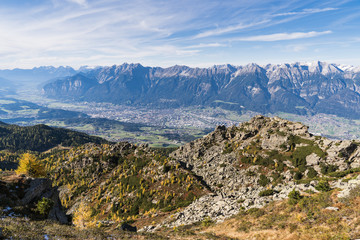 Innsbruck, Austria, seen from the mountains.