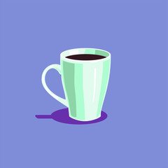 White cup on a lavender background, with mint shadows.