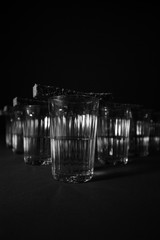Glass of vodka with bread 11 black and white