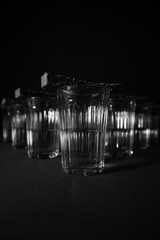 Glass of vodka with bread 10 black and white