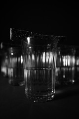 Glass of vodka with bread 9 black and white