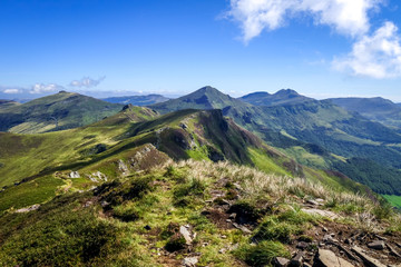 Fototapeta na wymiar Puy Mary and Chain of volcanoes of Auvergne, Cantal, France