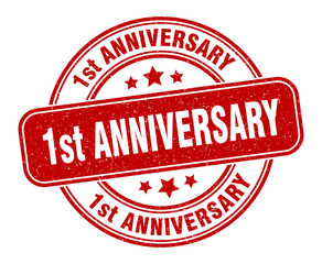 1st anniversary stamp. 1st anniversary label. round grunge sign