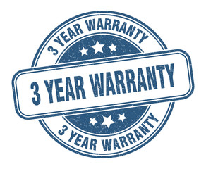 3 year warranty stamp. 3 year warranty round grunge sign. label