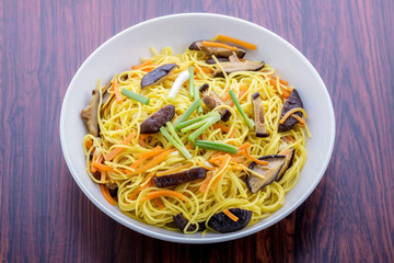 Chiness noodle on white plate