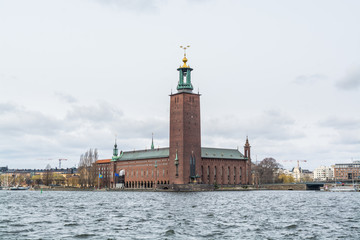 Clock tower of Stockholm City Hall,  the building of the Municipal Council for  Stockholm in Sweden,  the venue of the Nobel Prize banquet and is one of Stockholm's major tourist attractions