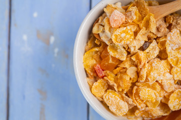 Breakfast cereal on the table