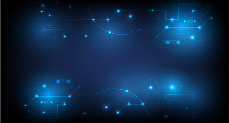 Obraz premium Vector Abstract futuristic circuit board, Illustration high computer technology dark blue color background. Hi-tech digital technology concept