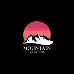 Obraz premium Mountain sun logo design concept template vector