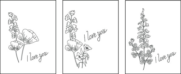 Minimalist design
Greeting cards with flowers, can be used as an invitation card for a wedding, birthday and other holiday and summer background. Declaration of love. Vector art illustration
