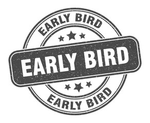 early bird stamp. early bird label. round grunge sign