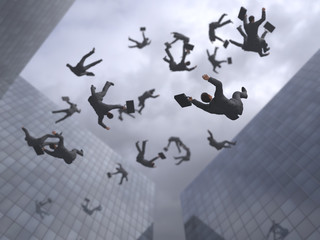 group of business people falling down