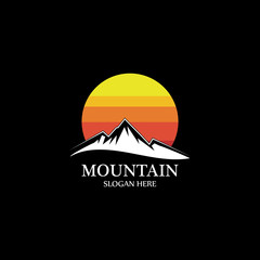 Fototapeta na wymiar Mountain sun logo design concept template vector