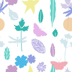 Isolated on white bright summer seamless pattern with stripes