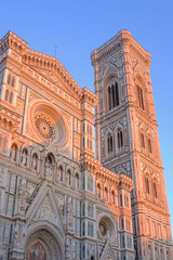 Fototapeta premium Cathedral Duomo Santa Maria Del Fiore at sunset, Florence, Tuscany, Italy, Europe