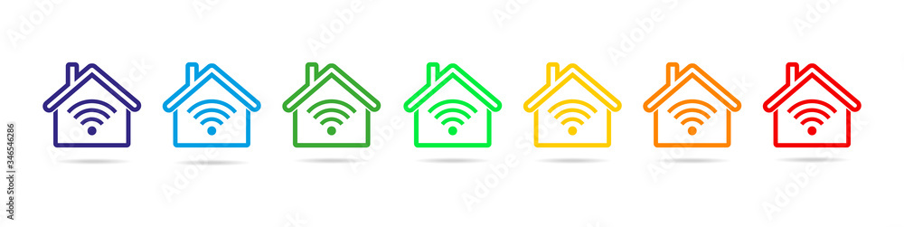 Poster wifi house icons wireless internet connection signal. wifi symbol set. internet connection. wifi hou
