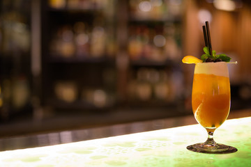 Portrait Of Singapore Sling Cocktail On Glass Table