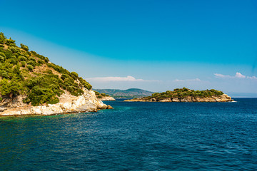 View of the rocky shore from the ship