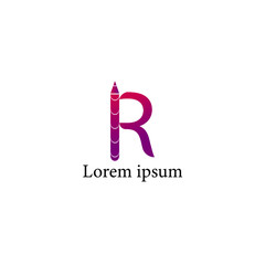 business logo design, letter R with pencil template 