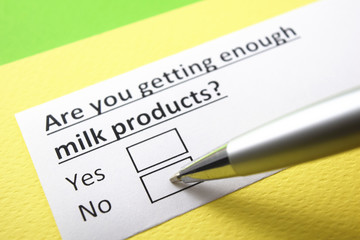 are you getting enough milk products? yes or no?