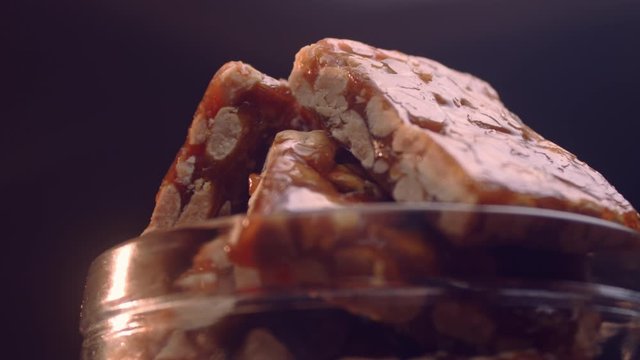 A traditional Brazilian sweet called pe de moleque. Made from peanuts and caramel